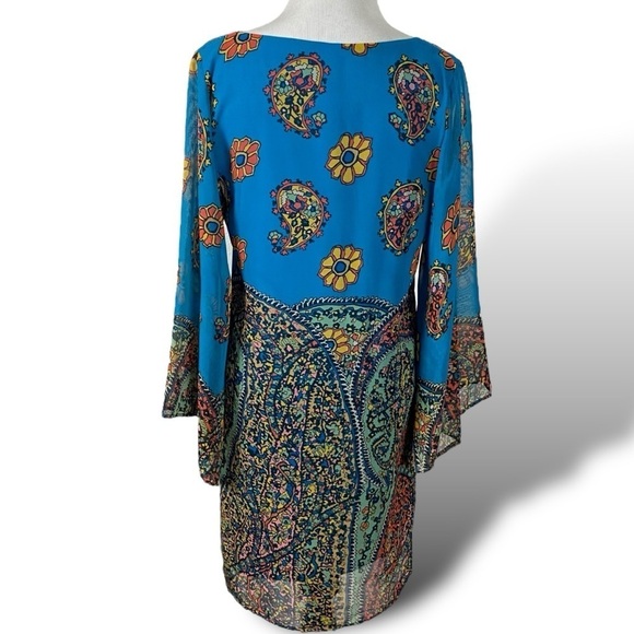 Vintage 90s Uncle Frank Floral 60s 70s Style Shift Dress with Kimono Sleeves XS - Picture 4 of 7